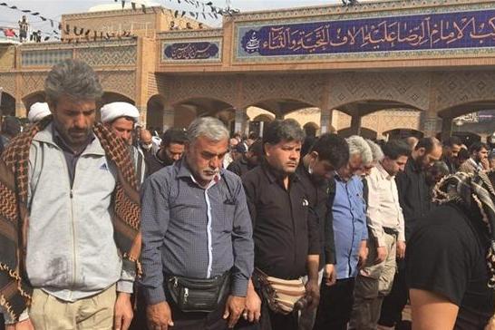 نماز جماعت مشترک؛ زینت‌بخش راهپیمایی اربعین + عکس