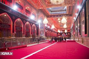 صحن و سرای حرم امام حسین(ع) سرخ‌پوش شد