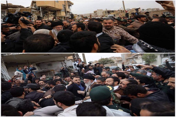 قائد الثورة يتفقد المناطق التي ضربها الزلزال غربي ايران