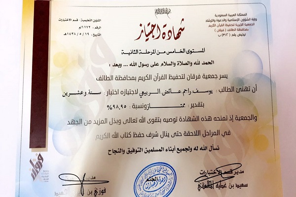 قصة نجاح ومثابرة.. شاب معاق يحفظ القرآن كاملاً في 3 سنوات