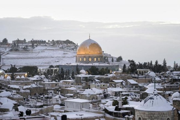 Beispielloser Schneefall in der Al-Aqsa-Moschee