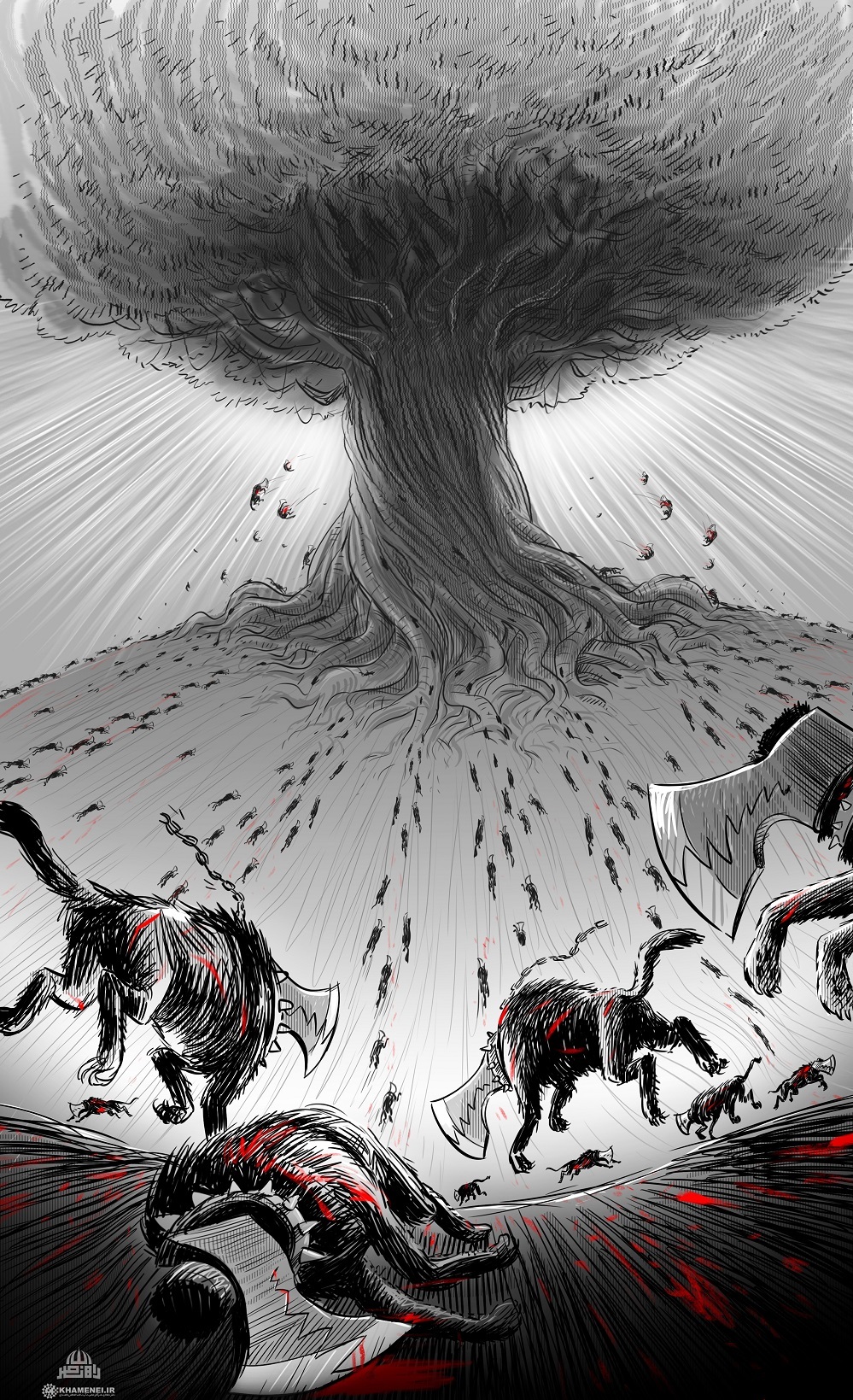 Karikatur | Tollwütiger Hund Zions machtlos gegen atarken Aufbau der Hisbollah