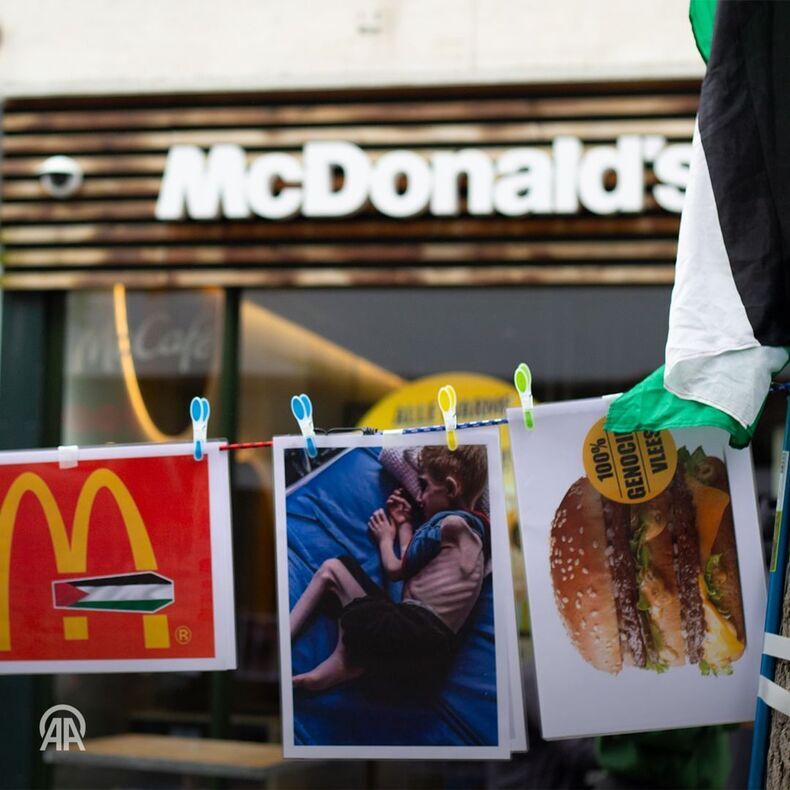 Demonstration von Palästina-Anhängern vor McDonald's-Filialen in den Niederlanden + Fotos