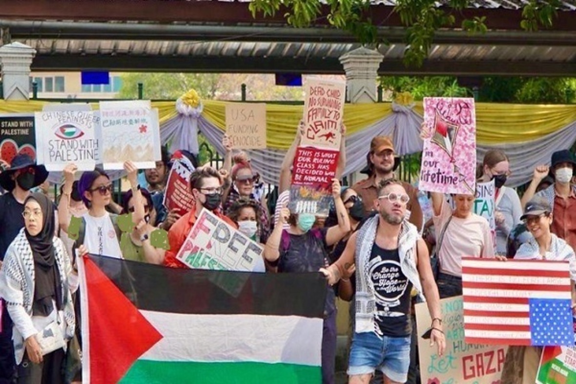 Protest gegen israelische Verbrechen vor US-Konsulat in Thailand + Fotos