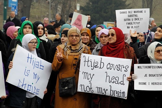 Bosnians Protest against Hijab Ban