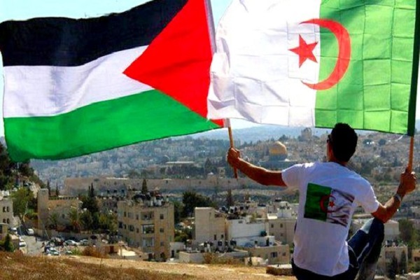 Palestinian and Algerian flags