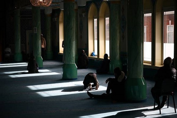 Muslim worshippers at a mosque in London