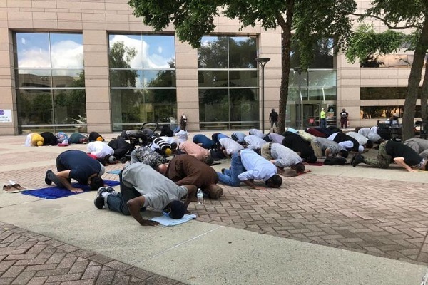 Worshippers pray at North Carolina Islamic Center