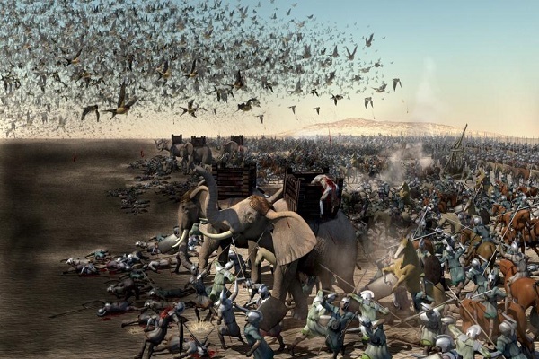 Army of elephants destroyed by birds