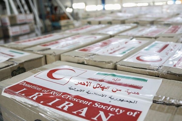 Medicines and medical supplies sent by the Red Crescent Society of the Islamic Republic of Iran (IRSC) to Lebanon amid the Israeli aggression on the Arab country.