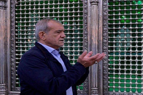 Iranian President-elect Masoud Pezeshkian at the mausoleum of Imam Khomeini (RA)