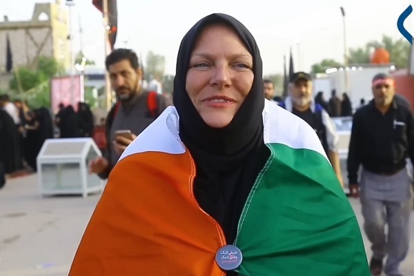 Irish human rights activist Tara O’Grady taking part in the Arbaeen march in Iraq