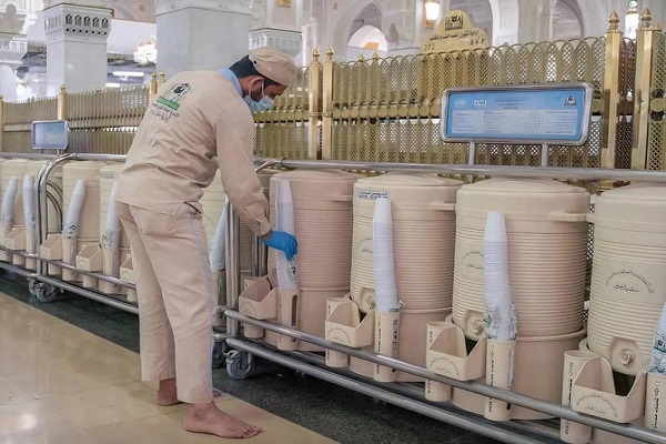Zamzam water dispensers at the Prophet’s Mosque in Medina