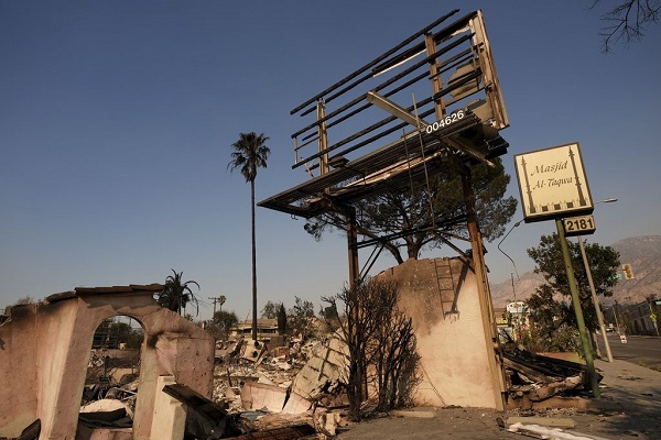 Al-Taqwa Mosque in ruins after Los Angeles fires wreak havoc on the city
