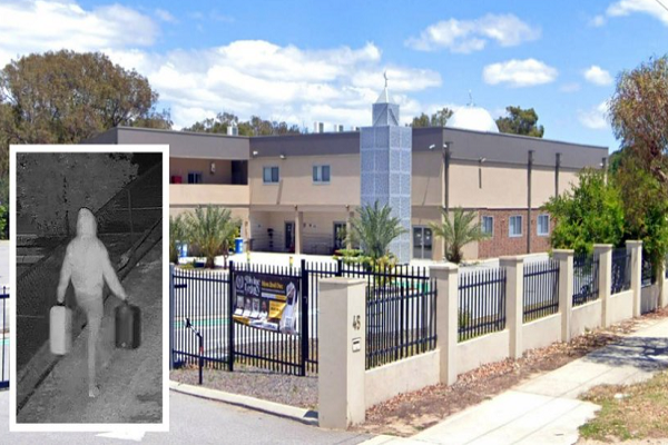 An offender poured the oil outside the Masjid Al Rahman mosque in Gosnells, Western Australia (late October 2025).