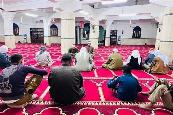 A Quran recitation circle at a mosque in Egypt