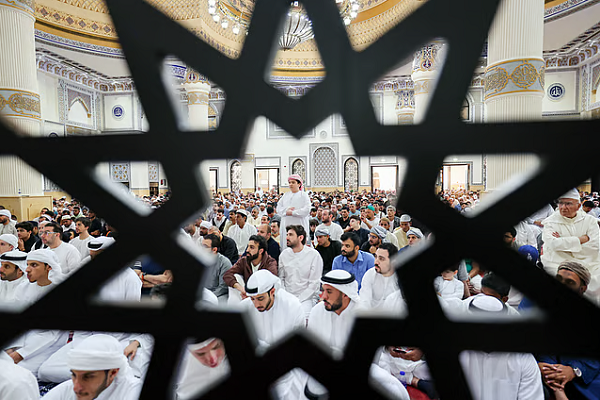 Worshippers at a mosque in the UAE in Ramadan