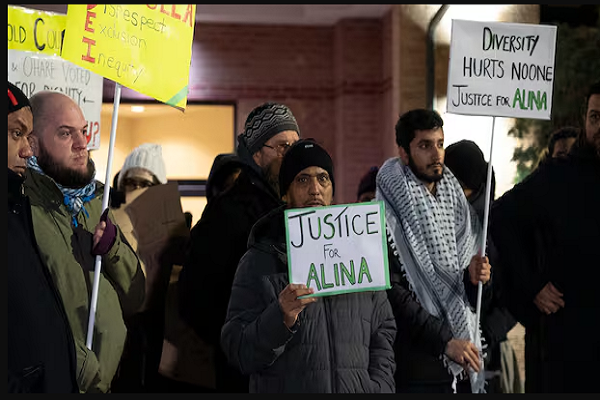 Residents from across Niagara gather at the city hall in Thorold, Ont. during a scheduled council meeting, expressing concern for the lack of cemeteries that can accommodate Muslim burial practices in the region. This comes after a Thorold family was denied last-minute a burial for their teen daughter at Lakeview Cemetery, due to city bylaw.