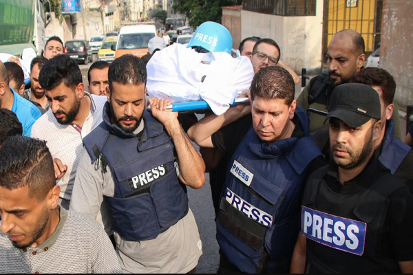 Funeral for a journalist killed by Israeli in Gaza