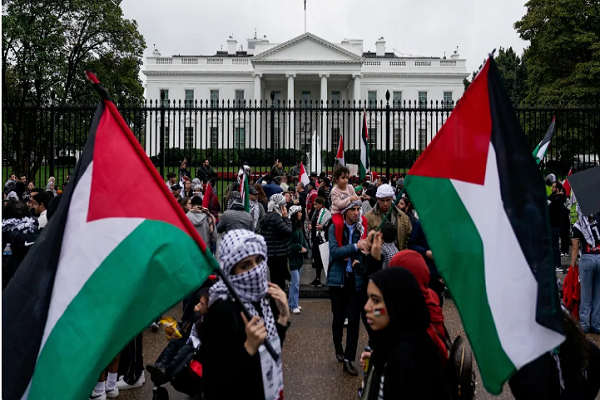 A pro-Palestine rally near the White House in Washington, DC