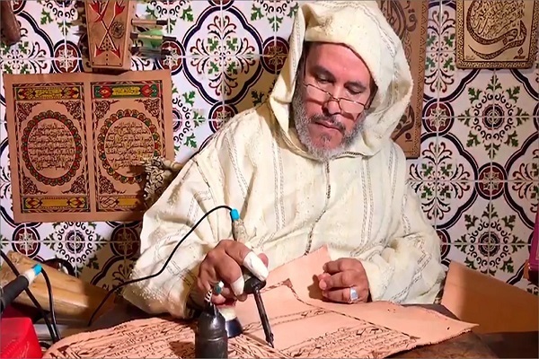 Omar, a 60-year-old Moroccan calligrapher, has overcome a lifelong physical disability with an indescribable creativity, passionately transcribing a Quran onto goatskin.