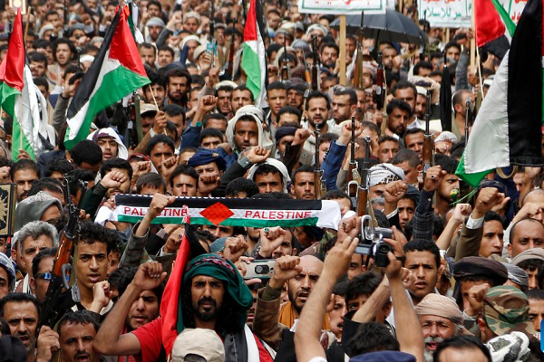 Yemenis rally in support of Palestine