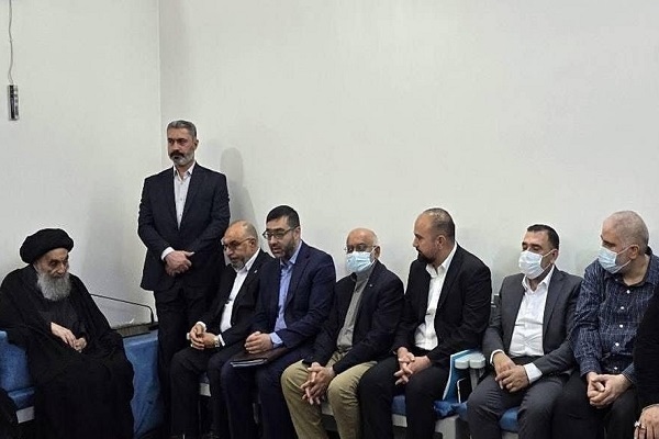 A delegation from Iraq’s Al-Ain Social Services Institute met with Ayatollah Ali al-Sistani in Najaf on Wednesday, May 21, 2025.