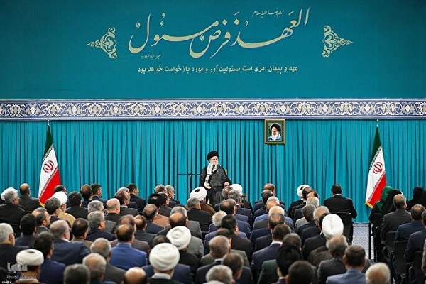 Leader of the Islamic Revolution Ayatollah Seyed Ali Khamenei met with the Speaker and members of the 12th term of the Islamic Consultative Assembly [Iranian Parliament] on Wednesday, June 11, 2025.