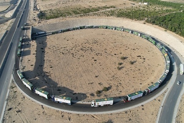 Al-Azhar aid convoy sets off for the Gaza Strip.