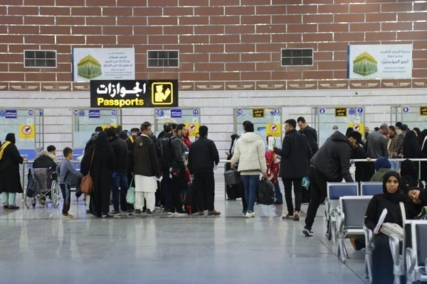 Foreign pilgrims arrive in Najaf airport in Iraq for Arbaeen