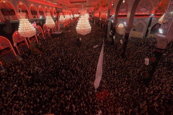 Arbaeen pilgrims at the holy shrine of Imam Hussein (AS) in Karbala, Iraq (August 14, 2025).