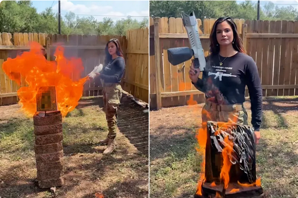 Valentina Gomez, a Republican congressional candidate in Texas, has sparked widespread outrage after posting a video on X showing her setting a copy of the Quran.