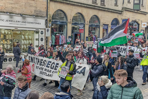 A rally held in Scotland to call for an end to Israeli genocide in Gaza.
