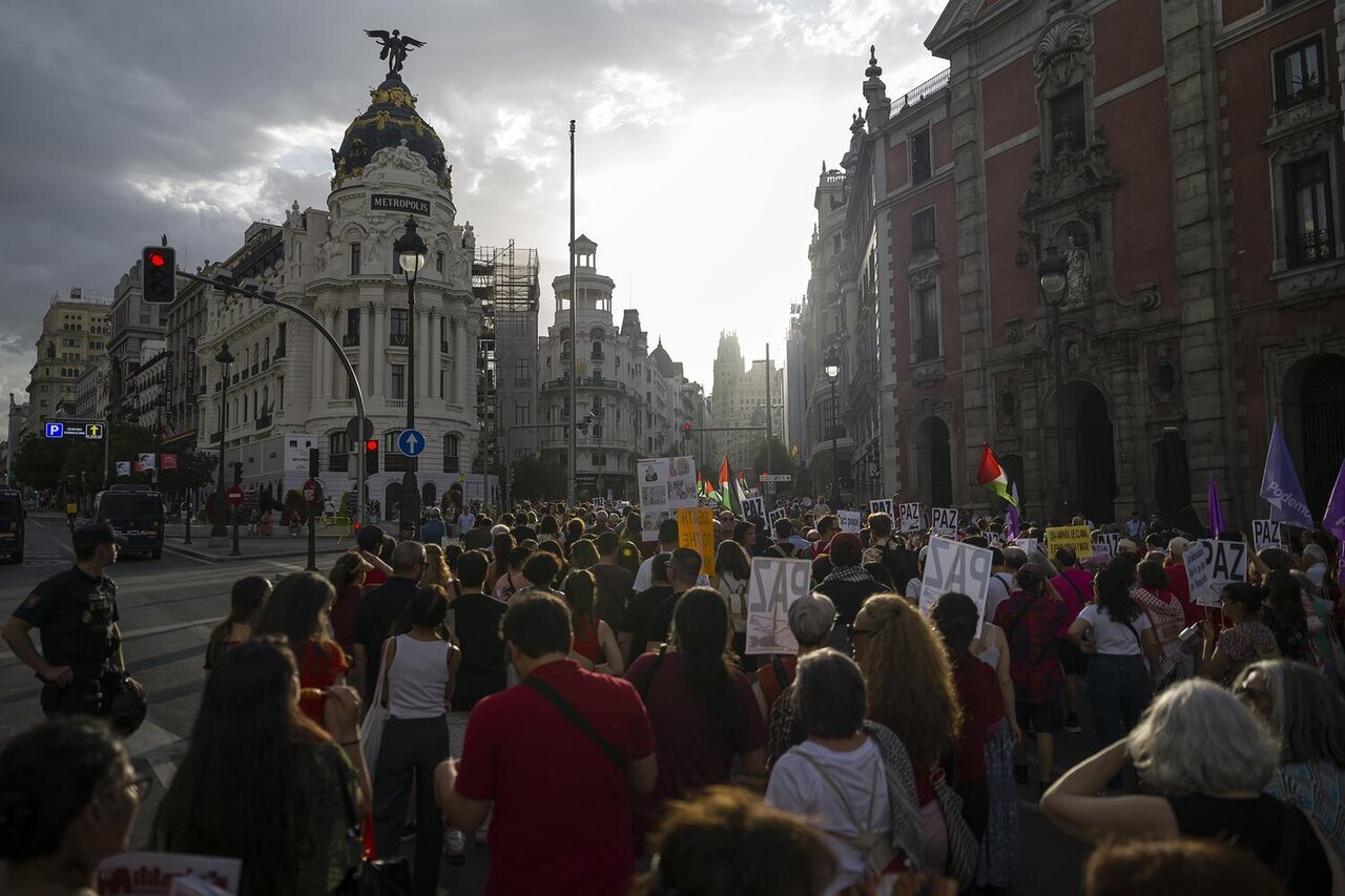 Más de 10.000 personas se manifiestan en Madrid contra los 20 meses de genocidio en Gaza