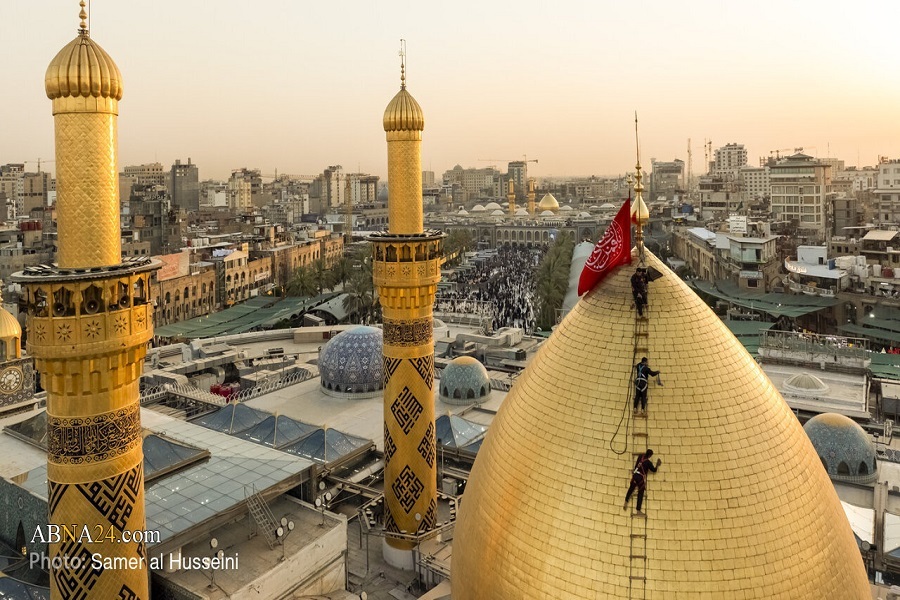 Informe fotográfico | Limpieza y desempolvado de la cúpula del Santuario de Hazrat Abul-Fadl al-Abbás (PB) en vísperas del mes de Muharram