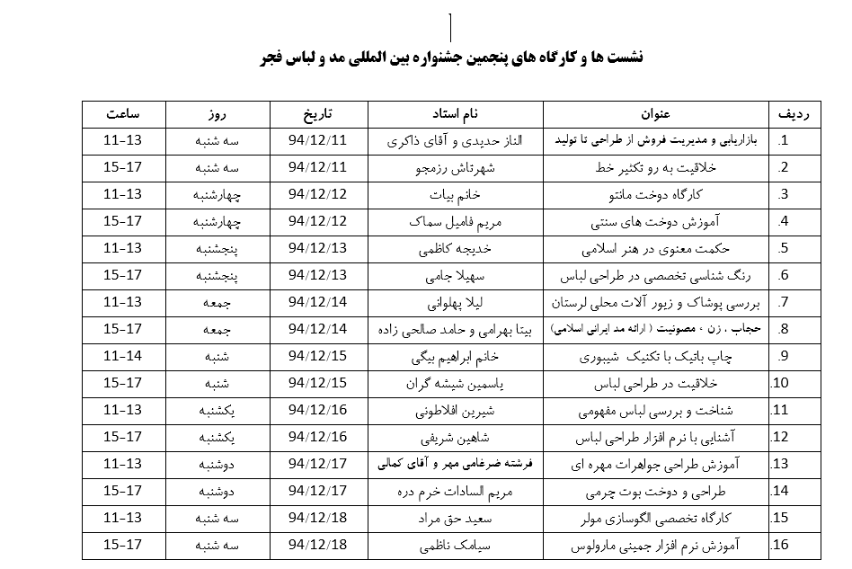 برگزاری کارگاه «حجاب، زن، مصونیت؛ ارائه مد ایرانی اسلامی» در پنجمین جشنواره مد و لباس فجر