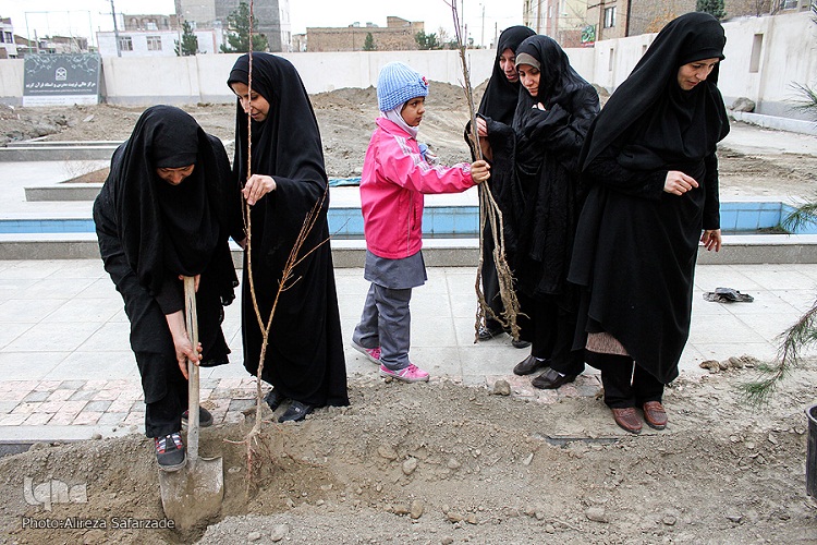 غرس 100 اصله نهال به یاد بزرگان وشهدای قرآنی