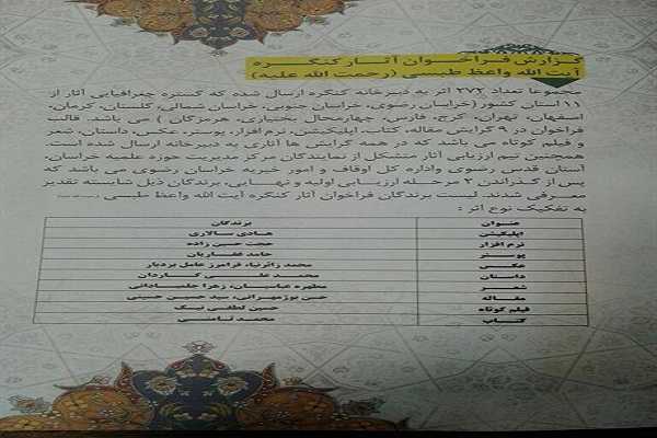 ارسال 272 اثر به کنگره آیت‌الله واعظ طبسی
