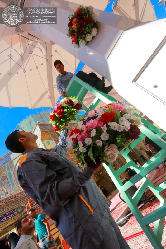 گل‌آرایی حرم امام علی(ع) + عکس