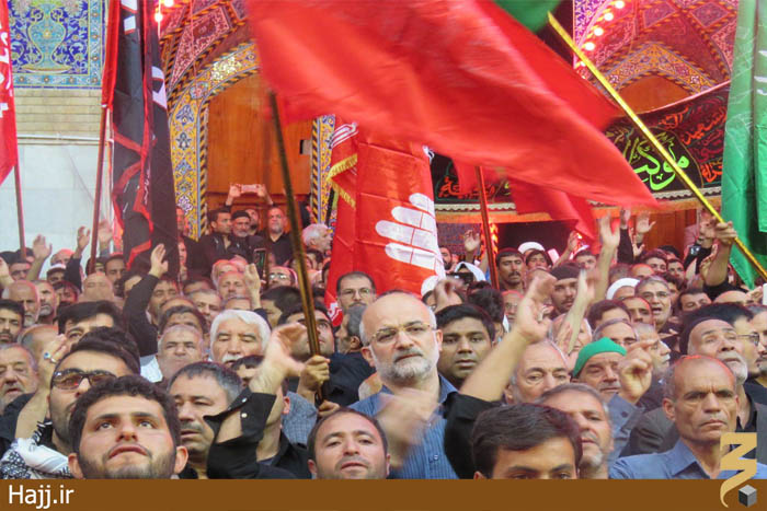 عزاداری زائران ایرانی در بین‌الحرمین در قالب موکب امام رضا(ع) + عکس