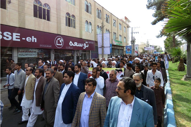 طنین فریاد « مرگ بر امریکا» در راهپیمایی 13 آبان زاهدان + تصاویر