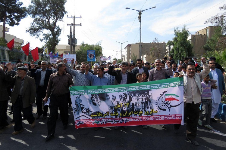طنین فریاد « مرگ بر امریکا» در راهپیمایی 13 آبان زاهدان + تصاویر