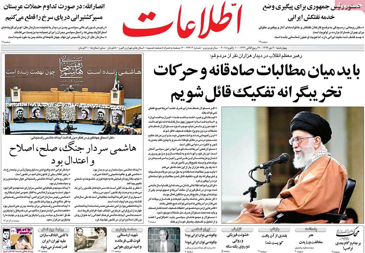 درس حفظ امید/ هاشمی سند هویت انقلاب اسلامی/ حمایت از مطالبات صادقانه و بحق مردم