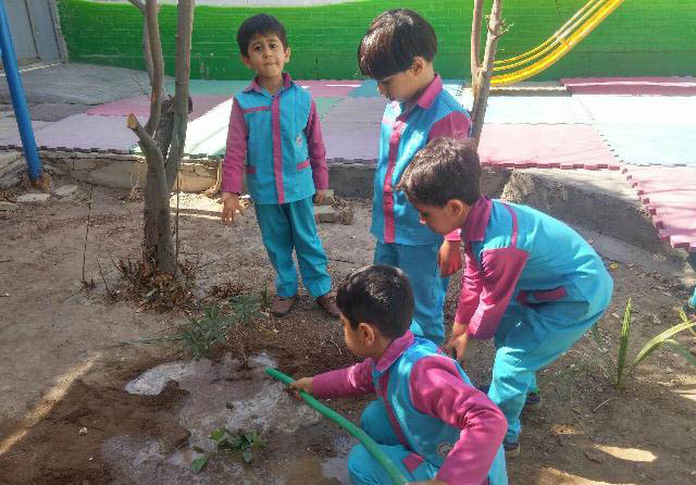 کاشت درخت توسط قرآن آموزان موسسه معراج النبی یزد