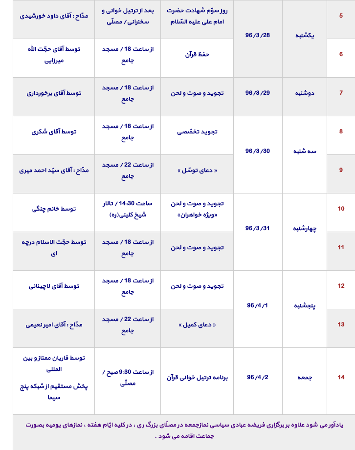 این هفته در آستان حضرت عبدالعظیم (ع)؛ ترتیل‌خوانی، مناجات، توسل و ...
