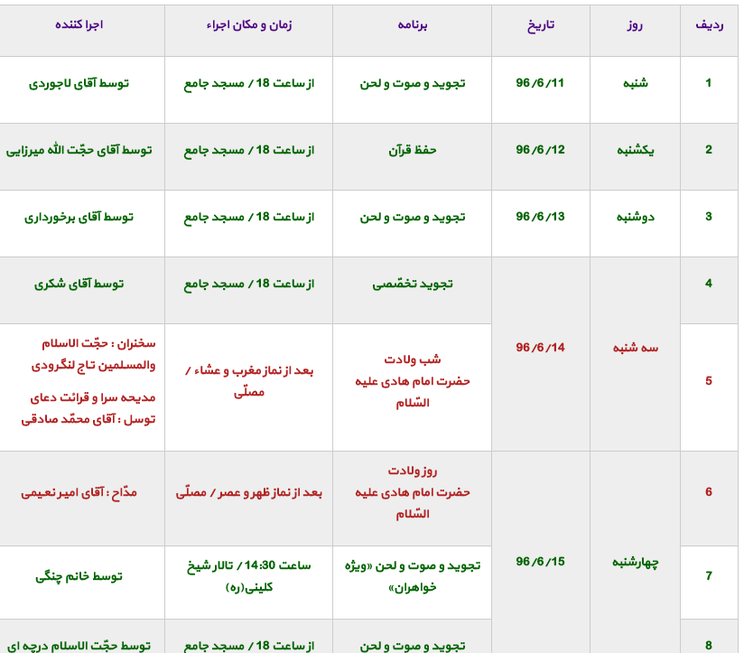 3 ویژه برنامه طی هفته جاری در آستان حضرت عبدالعظیم (ع) برگزار می‌شود