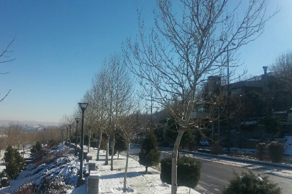 یک روز آفتابی پس از برف در همدان