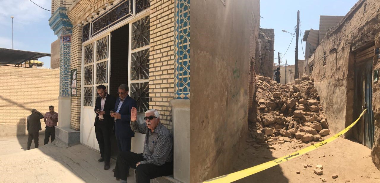 فروریختن بخشی از دیوار خانه حاج شیخ جعفر شوشتری