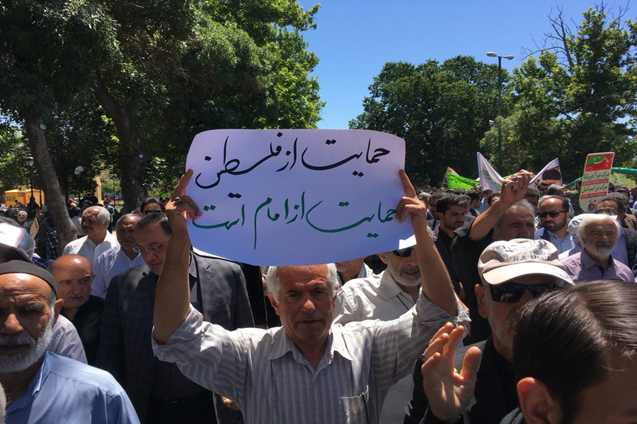 طنين فرياد حمايت از فلسطين در آسمان قزوين