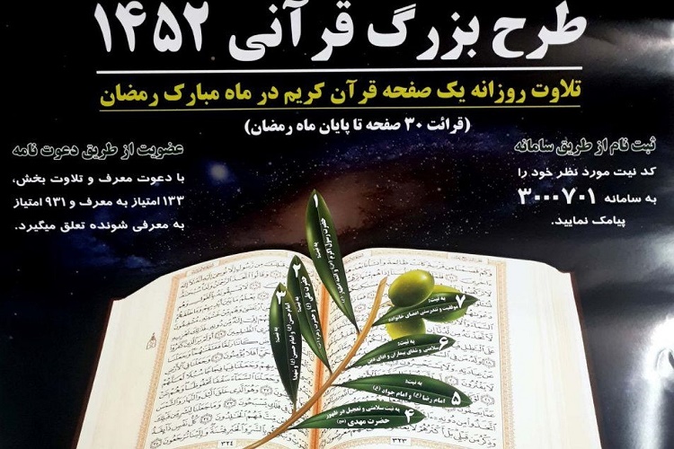 برگزاری طرح بزرگ قرآنی ۱۴۵۲ در کانون های فرهنگی هنری مساجد چهارمحال و بختیاری برگزاری طرح بزرگ قرآنی ۱۴۵۲ در کانون های فرهنگی هنری مساجد چهارمحال و بختیاری